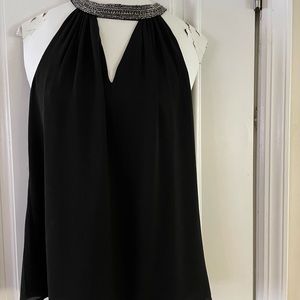 White House Black Market size S. Beaded neck black halter top